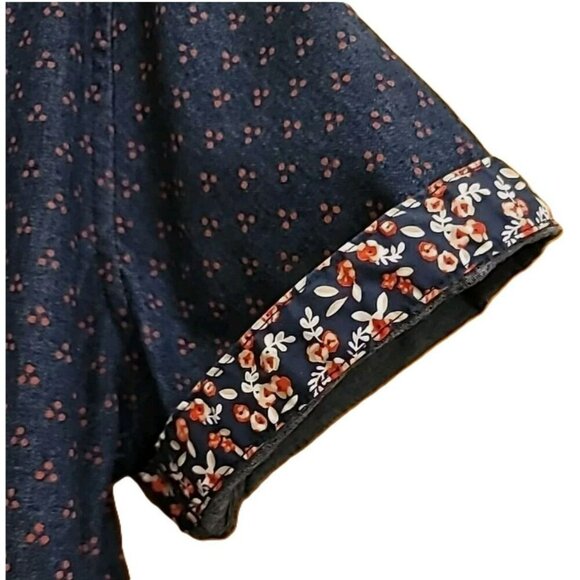 7 Diamonds Shirt Mens L Blue Denim Cotton Stretch Button Up Short Sleeve - Picture 5 of 6